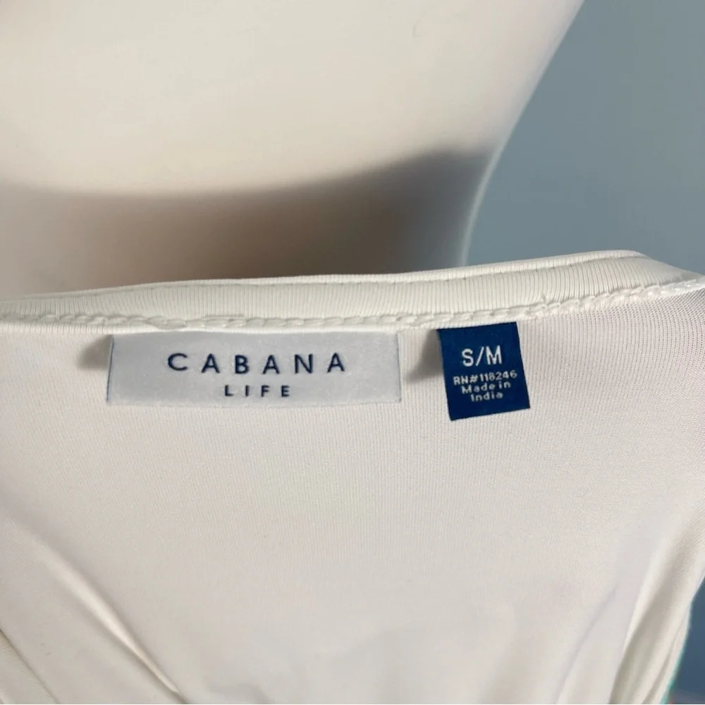 Cabana Life Cayman Kaftan Tunic Swim Cover‎ Up Size S /M White Embroidered